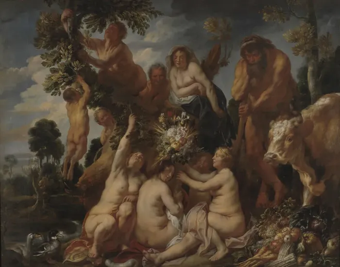 Framed Print : Achelous Defeated by Hercules. The Origin of the Cornucopia. (Allegory of Fruitfulness), 1649. Creator: Jordaens, Jacob (1593-1678) Framed Print : Achelous Defeated by Hercules. The Origin of the Cornucopia. (Allegory of Fruitfulness), 1649. Creator: Jordaens, Jacob (1593-1678)