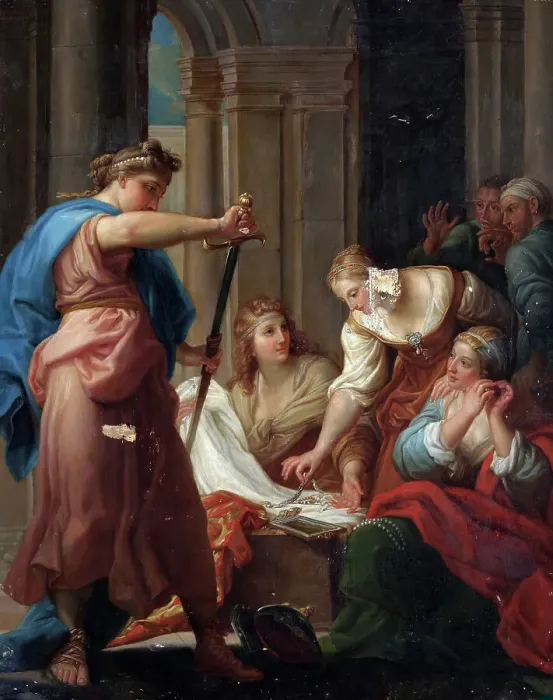 Framed Print : Achilles and the daughters of Lycomedes, c1760s. Creator: Pompeo Batoni Framed Print : Achilles and the daughters of Lycomedes, c1760s. Creator: Pompeo Batoni