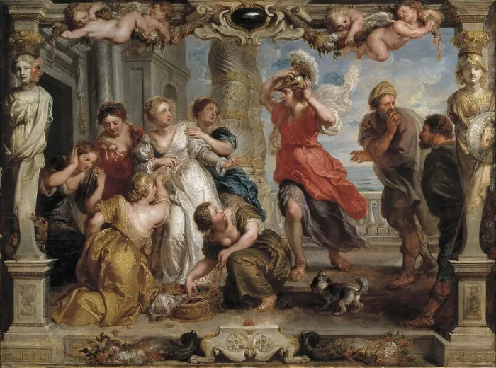 Framed Print : Achilles Discovered by Ulysses Among the Daughters of Lycomedes at Skyros, 1630-1635. Artist: Rubens, Pieter Paul (1577-1640) Framed Print : Achilles Discovered by Ulysses Among the Daughters of Lycomedes at Skyros, 1630-1635. Artist: Rubens, Pieter Paul (1577-1640)