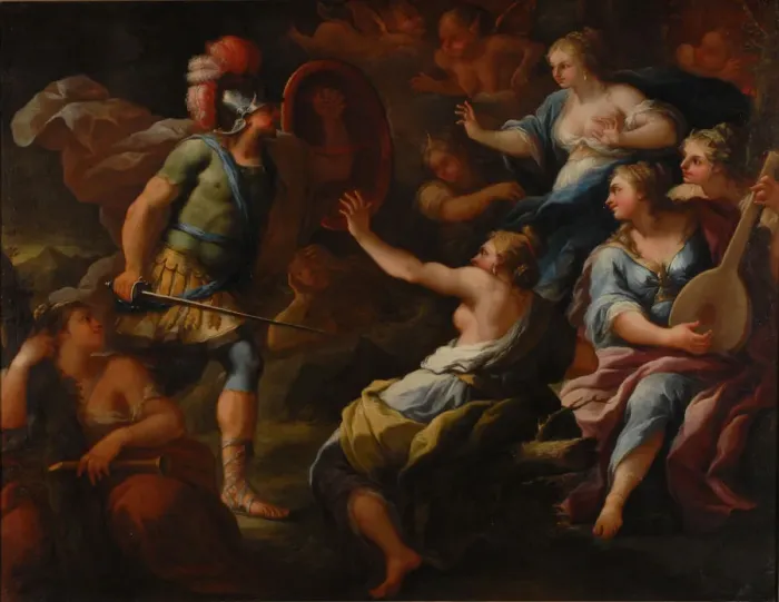 Framed Print : Achilles Discovered by Ulysses Among the Daughters of Lycomedes at Skyros. Artist: De Matteis, Paolo (1662-1728) Framed Print : Achilles Discovered by Ulysses Among the Daughters of Lycomedes at Skyros. Artist: De Matteis, Paolo (1662-1728)