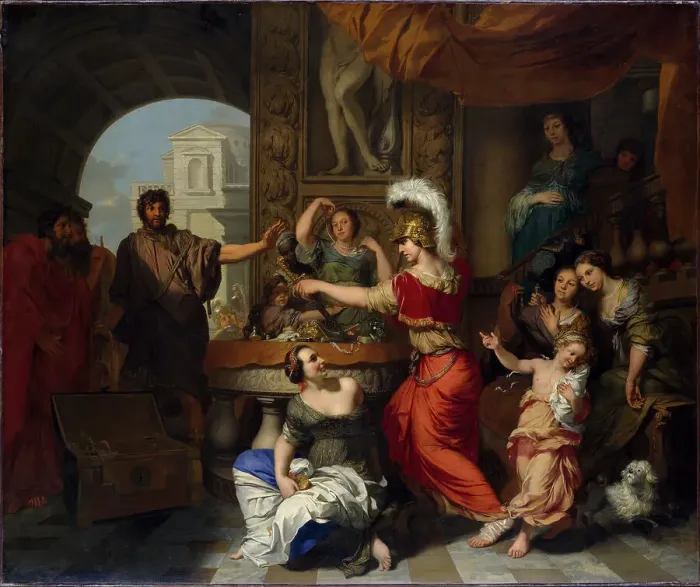 Framed Print : Achilles recognized by Ulysses at the Court of Lycomedes, late 17th-early 18th century. Creator: Gerard de Lairesse Framed Print : Achilles recognized by Ulysses at the Court of Lycomedes, late 17th-early 18th century. Creator: Gerard de Lairesse