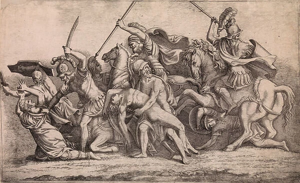 Achilles Removing Patroclus Body From the Battle, ca. 1547. Creator: Leon Davent