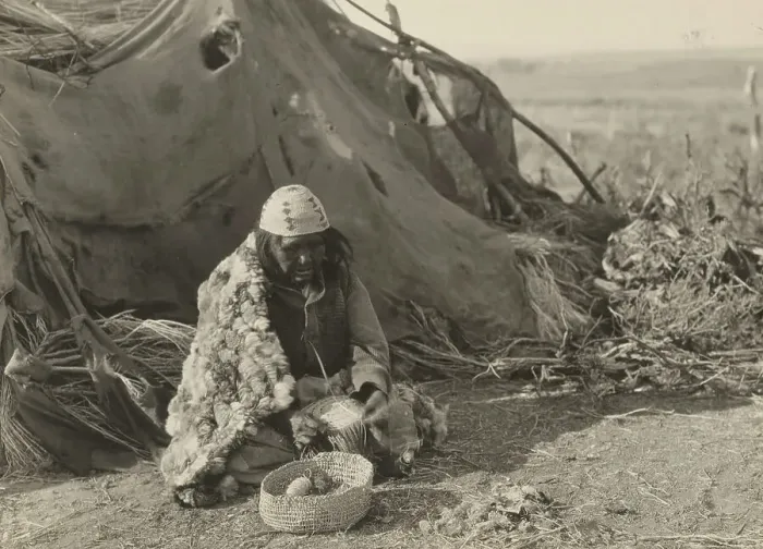 Framed Print : Achomawi basket-maker, 1923. Creator: Edward Sheriff Curtis Framed Print : Achomawi basket-maker, 1923. Creator: Edward Sheriff Curtis