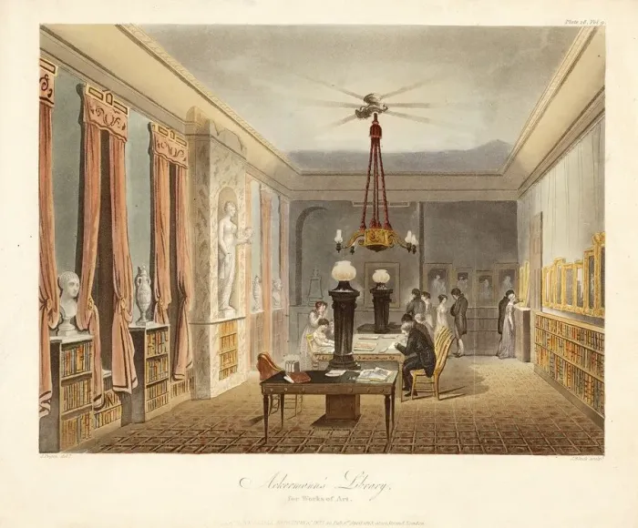 Framed Print : Ackermanns Library for Works of Art, pub. 1815. Creator: Augustus Charles Pugin