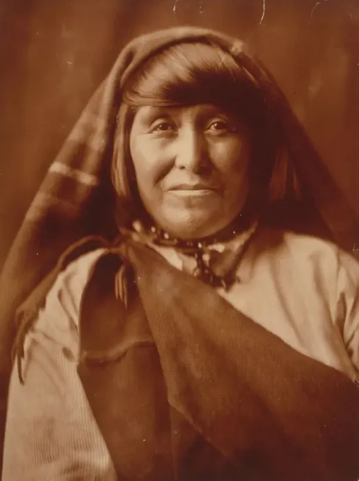 Framed Print : An Acoma woman, head-and-shoulders portrait, facing front, c1904. Creator: Edward Sheriff Curtis Framed Print : An Acoma woman, head-and-shoulders portrait, facing front, c1904. Creator: Edward Sheriff Curtis