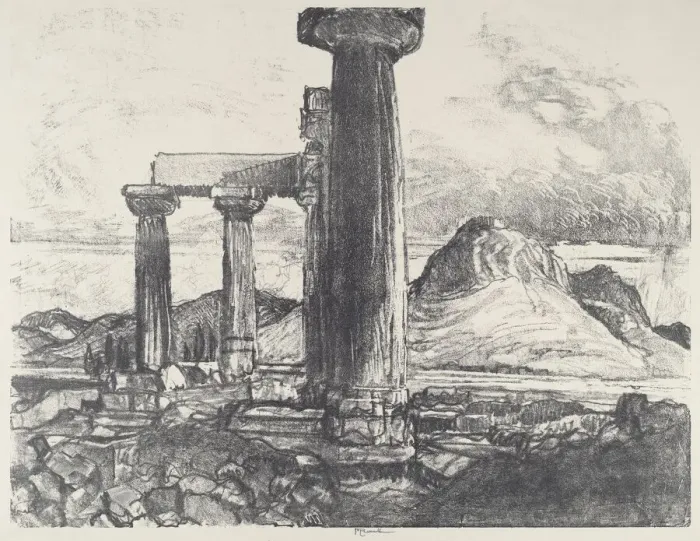 Framed Print : Acro, Corinth from Corinth, 1913. Creator: Joseph Pennell Framed Print : Acro, Corinth from Corinth, 1913. Creator: Joseph Pennell