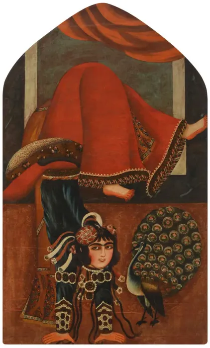 Framed Print : Acrobat and a peacock, ca 1825. Creator: Anonymous Framed Print : Acrobat and a peacock, ca 1825. Creator: Anonymous