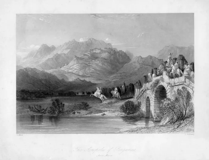 Framed Print : The acropolis of Pergamum (Bergama), Turkey, 19th century. Artist: J Redaway Framed Print : The acropolis of Pergamum (Bergama), Turkey, 19th century. Artist: J Redaway