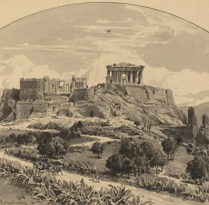 Framed Print : The Acropolis from the West, 1890. Creator: Themistocles von Eckenbrecher Framed Print : The Acropolis from the West, 1890. Creator: Themistocles von Eckenbrecher