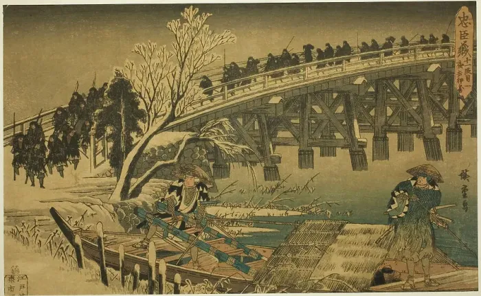 Framed Print : Act 11, Part 1: The Approach to the Night Attack (Juichidanme ichi, yochi oshiyose)... c. 1834 / 39. Creator: Ando Hiroshige Framed Print : Act 11, Part 1: The Approach to the Night Attack (Juichidanme ichi, yochi oshiyose)... c. 1834 / 39. Creator: Ando Hiroshige