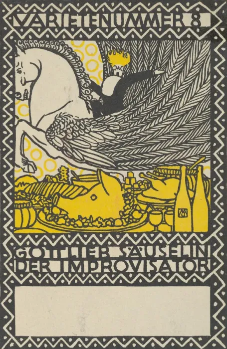 Framed Print : Act 8: Gottlieb Sauselin the Improviser (Varietenummer 8: Gottlieb Sauselin der Improvisat... 1907. Creator: Moritz Jung) Framed Print : Act 8: Gottlieb Sauselin the Improviser (Varietenummer 8: Gottlieb Sauselin der Improvisat... 1907. Creator: Moritz Jung)