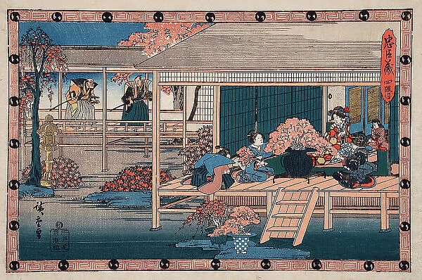 Act IV: Envoys from the Shogun Approach Lady Kaoyo and Group at Enya's... between c1835 and c1839. Creator: Ando Hiroshige