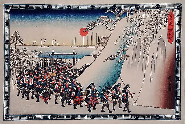 Act XI Sixth Episode: Ronin Enter Sengakuji Temple to Pay Homage to Their...between c1835 and c1839. Creator: Ando Hiroshige