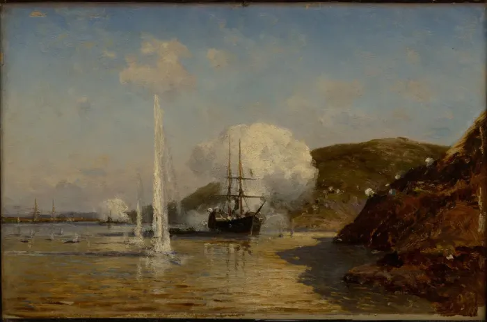 Framed Print : The Action of Nikolai Skrydlov on the Danube, 1881 Framed Print : The Action of Nikolai Skrydlov on the Danube, 1881