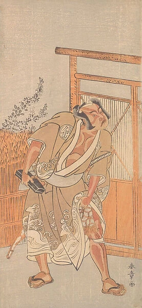The Actor 2nd Nakamura Sukegoro as a Man Bearing a Black Lacquer Letter Box, ca. 1774. Creator: Shunsho