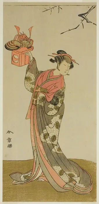 Framed Print : The Actor Arashi Hinaji I as Hananoi in the Play Gosho-zakura Horikawa Youchi, Performed.. c. 1773. Creator: Shunsho Framed Print : The Actor Arashi Hinaji I as Hananoi in the Play Gosho-zakura Horikawa Youchi, Performed.. c. 1773. Creator: Shunsho