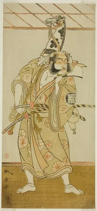 Framed Print : The Actor Arashi Sangoro II as Asahina Saburo in the Play Iro Maki-e Soga no Sakazuki... c. 1773. Creator: Shunsho Framed Print : The Actor Arashi Sangoro II as Asahina Saburo in the Play Iro Maki-e Soga no Sakazuki... c. 1773. Creator: Shunsho