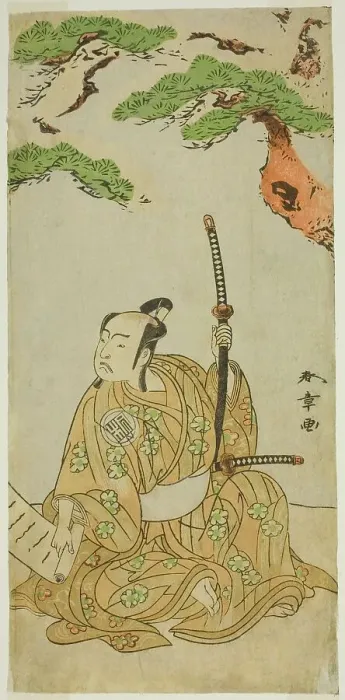 Framed Print : The Actor Arashi Sangoro II as Sakura-maru in the Play Sugawara Denju Tenarai Kagami... c. 1772. Creator: Shunsho Framed Print : The Actor Arashi Sangoro II as Sakura-maru in the Play Sugawara Denju Tenarai Kagami... c. 1772. Creator: Shunsho