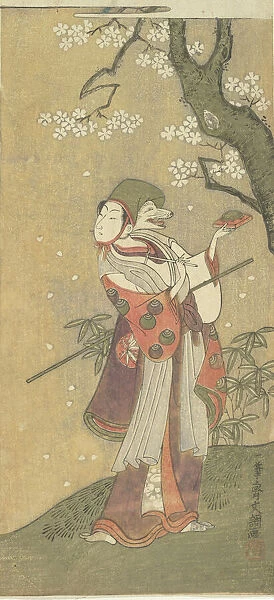 An Actor in the Fox Dance from the Drama, 'The Thousand Cherry Trees', 1723-1792. Creator: Ippitsusai Buncho