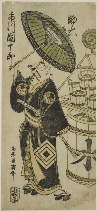 Framed Print : The Actor Ichikawa Danjuro IV as Sukeroku in the play Choseiden Fudan-zakura, ... 1756. Creator: Torii Kiyohiro Framed Print : The Actor Ichikawa Danjuro IV as Sukeroku in the play Choseiden Fudan-zakura, ... 1756. Creator: Torii Kiyohiro