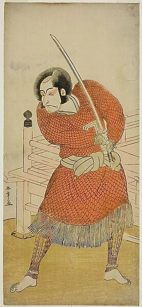 The Actor Ichikawa Danjuro V as Abe no Sadato in the Play Oshu Adachi ga Hara, Performed... c.1777. Creator: Shunsho