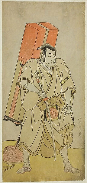 The Actor Ichikawa Danjuro V as Godai Saburo Masazumi Disguised as Rokuju-rokubu in the... c. 1776. Creator: Shunsho