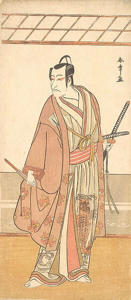 The Actor Ichikawa Danjuro V as a Samurai Attired in a Purple Haori (Coat), ca. 1778. Creator: Shunsho