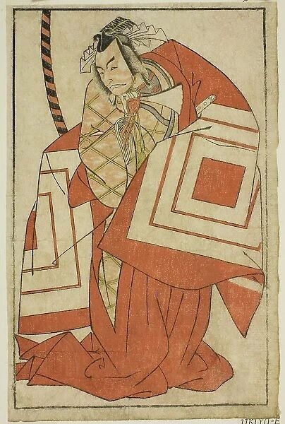 The Actor Ichikawa Danjuro V as Watanabe Kiou Takiguchi (?) in the Play Nue no Mori... c. 1770. Creator: Shunsho