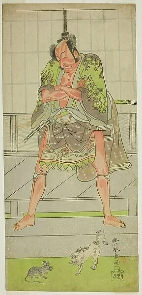 The Actor Ichikawa Danjuro V as the Yakko Matsueda Sakinosuke in the Play Keisei Momiji... c. 1772. Creator: Shunsho
