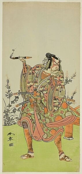 The Actor Ichikawa Danzaburo II as Usui no Sadamitsu (?) in the Play Edo Katagi Hikeya... c. 1772. Creator: Shunsho