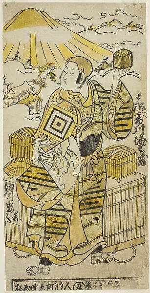 The Actor Ichikawa Ebizo II as Goto Saemon in the play 'Tokaido Yukumi Guruma, ' performed... 1736. Creator: Torii Kiyomasu. The Actor Ichikawa Ebizo II as Goto Saemon in the play 'Tokaido Yukumi Guruma, ' performed... 1736