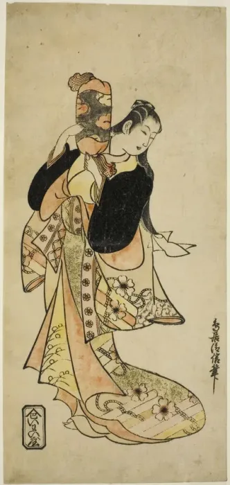 Framed Print : The Actor Ichikawa Monnosuke I as Oiso no Tora in the play Nigiwai Suehiro Soga, perf... c. 1721. Creator: Torii Kiyonobu I Framed Print : The Actor Ichikawa Monnosuke I as Oiso no Tora in the play Nigiwai Suehiro Soga, perf... c. 1721. Creator: Torii Kiyonobu I