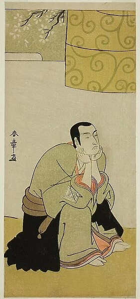 The Actor Ichikawa Monnosuke II as a Buddhist Monk in the Play Edo no Hana Mimasu... c. 1783. Creator: Shunsho