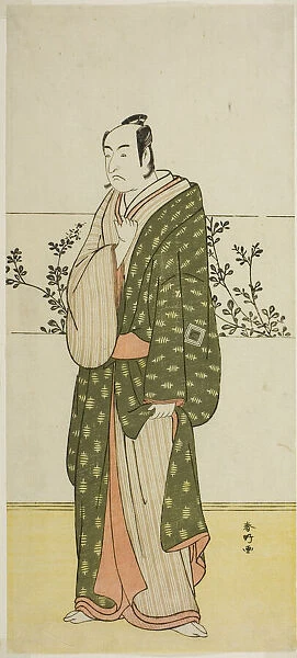 The Actor Ichikawa Monnosuke II, Possibly as Matsuya Soshichi, in the Play Chiyo no... c. 1785. Creator: Katsukawa Shunko