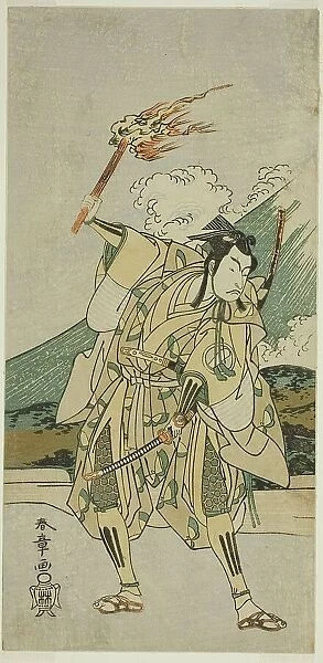 The Actor Ichikawa Monnosuke II as Soga no Goro Tokimune in the Play Haru wa Soga... c. 1772. Creator: Shunsho