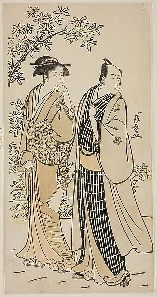 The Actor Ichikawa Monnosuke II and his wife, from an untitled series of prints showing...c. 1783. Creator: Torii Kiyonaga