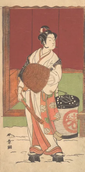 Framed Print : The Actor Ichikawa Monosuke II in the Role of Daito-no-miya Disguised as a Komuso, ca. 1772 (?). Creator: Shunsho Framed Print : The Actor Ichikawa Monosuke II in the Role of Daito-no-miya Disguised as a Komuso, ca. 1772 (?). Creator: Shunsho