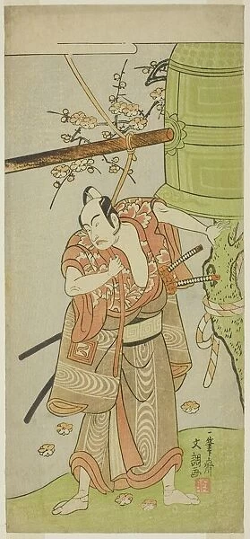 The Actor Ichikawa Yaozo II as Yoshimine no Munesada in the Play Kuni no Hana Ono... c. 1771. Creator: Ippitsusai Buncho