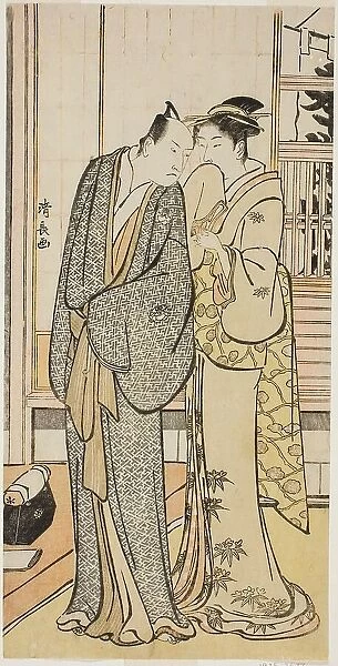 The Actor Ichikawa Yaozo III with a geisha, from an untitled series of prints showing...c1783 / 84. Creator: Torii Kiyonaga
