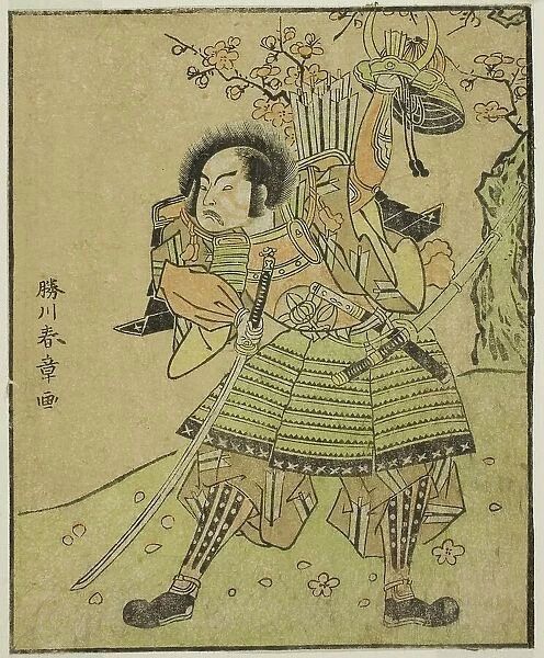 The Actor Ichimura Uzaemon IX as Kajiwara Genta no Kagetoki (?), in the Play Myoto-giku... c. 1772. Creator: Shunsho