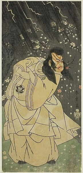 The Actor Ichimura Uzaemon IX as Kan Shojo in the Play Sugawara Denju Tenarai Kagami... c. 1768. Creator: Shunsho
