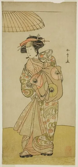 Framed Print : The Actor Ikushima Daikichi III as the Courtesan Naniwazu in the Play Saki Masuya Ume... c. 1777. Creator: Shunsho Framed Print : The Actor Ikushima Daikichi III as the Courtesan Naniwazu in the Play Saki Masuya Ume... c. 1777. Creator: Shunsho
