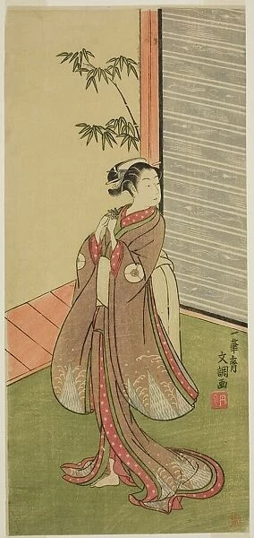The Actor Iwai Hanshiro IV in a Female Role, c. 1769. Creator: Ippitsusai Buncho