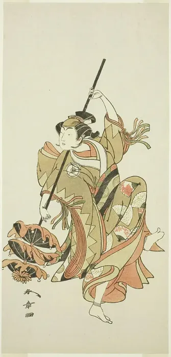 Framed Print : The Actor Iwai Hanshiro IV in the Sangai-gasa (Triple-Umbrella) Dance Interlude of... c. 1771. Creator: Shunsho. The Actor Iwai Hanshiro IV in the Sangai-gasa (Triple-Umbrella) Dance Interlude of... c. 1771. Creator: Shunsho Framed Print : The Actor Iwai Hanshiro IV in the Sangai-gasa (Triple-Umbrella) Dance Interlude of... c. 1771. Creator: Shunsho. The Actor Iwai Hanshiro IV in the Sangai-gasa (Triple-Umbrella) Dance Interlude of... c. 1771. Creator: Shunsho