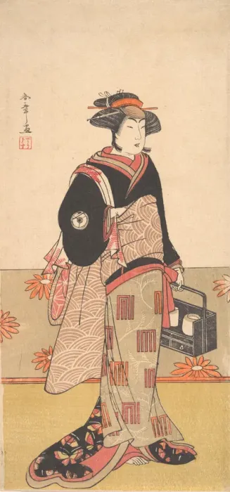 Framed Print : The Actor Iwai Hanshiro IV as a Woman in a Black Kimono, ca. 1780. Creator: Shunsho Framed Print : The Actor Iwai Hanshiro IV as a Woman in a Black Kimono, ca. 1780. Creator: Shunsho