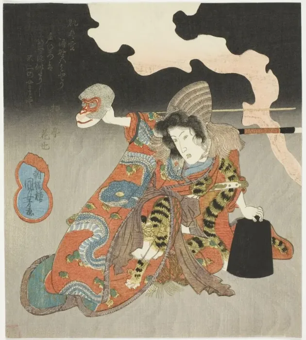 Framed Print : The actor Iwai Hanshiro VI in a female role, c. 1830s. Creator: Utagawa Kuniyoshi Framed Print : The actor Iwai Hanshiro VI in a female role, c. 1830s. Creator: Utagawa Kuniyoshi