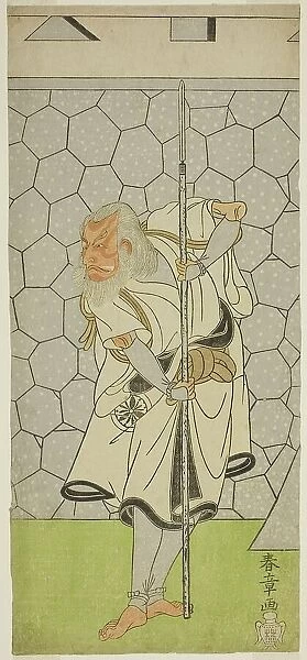 The Actor Matsumoto Koshiro III as Kikuchi Hyogo Narikage in the Play Katakiuchi Chuko... c. 1770. Creator: Shunsho
