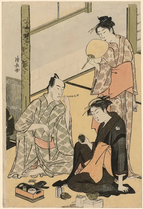 Framed Print : The Actor Matsumoto Koshiro IV with his family, from an untitled series of four prints... c1783 / 84. Creator: Torii Kiyonaga Framed Print : The Actor Matsumoto Koshiro IV with his family, from an untitled series of four prints... c1783 / 84. Creator: Torii Kiyonaga