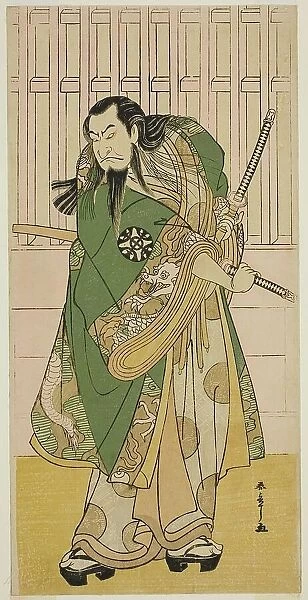 The Actor Nakamura Nakazo I as Hige no Ikyu in the Play Nanakusa Yosooi Soga, Performed... c. 1782. Creator: Shunsho