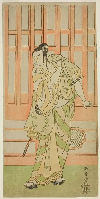 Framed Print : The Actor Nakamura Nakazo I as Kudo Saemon Suketsune (?) in the Play Sakai-cho... c. 1771. Creator: Shunsho Framed Print : The Actor Nakamura Nakazo I as Kudo Saemon Suketsune (?) in the Play Sakai-cho... c. 1771. Creator: Shunsho